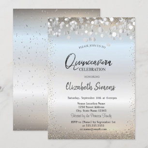 Invitation Points de confettis argentés Princesse argentée Qu