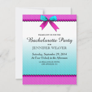 Invitation Points de néon Turquoises Fuchsia Pink & Aqua, Bow