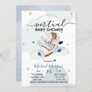 Invitation Points de nuages de souris d'avion Baby shower vir