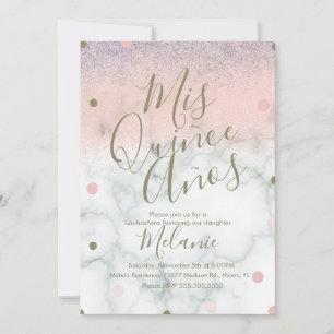 Invitation Points de Parties scintillant Quiñce Faux Marbre R