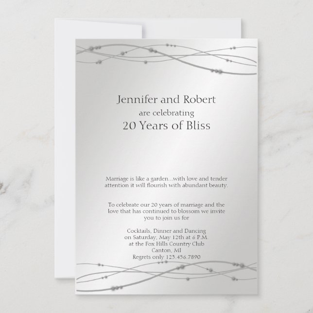 Invitation Points de platine 20e anniversaire de mariage (Devant)