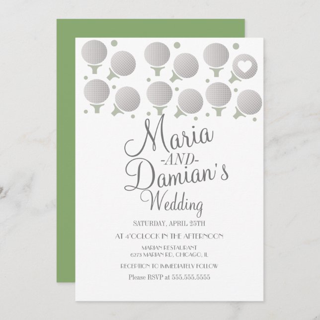 Invitation Points de sports Mariages de golf et Tee - shirts (Devant / Derrière)