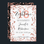 Invitation Points d'huile d'or Rose moderne 18e anniversaire<br><div class="desc">Design d'invitation "18th Birthday Party" élégant et simple avec motif Rose Gold Foil Dots,  nom personnalisé et texte de détails. Facile à utiliser et facile à personnaliser. Commandez aujourd'hui !</div>