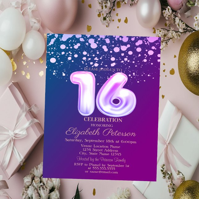 Invitation Points élégants, Violet Sweet 16 (Créateur téléchargé)
