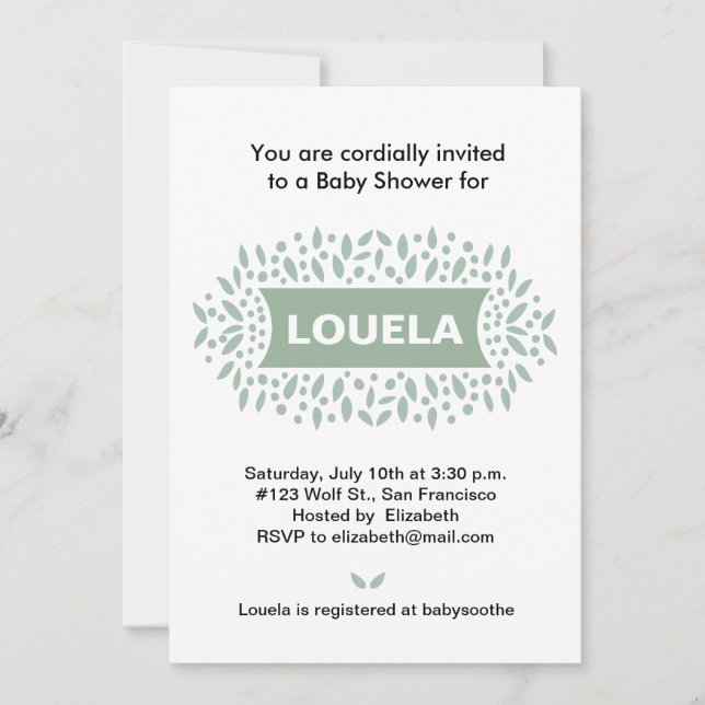 Invitation points et baby shower feuille (Devant)