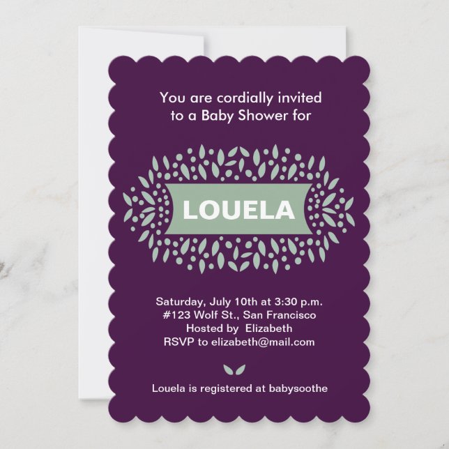 Invitation points et baby shower feuille (Devant)