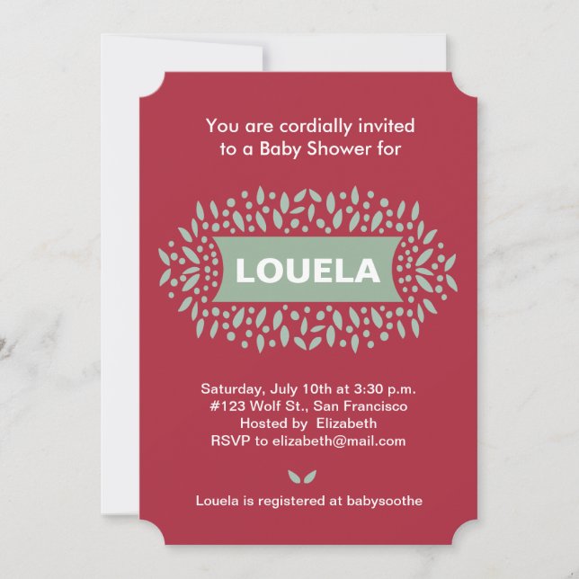 Invitation points et baby shower feuille (Devant)