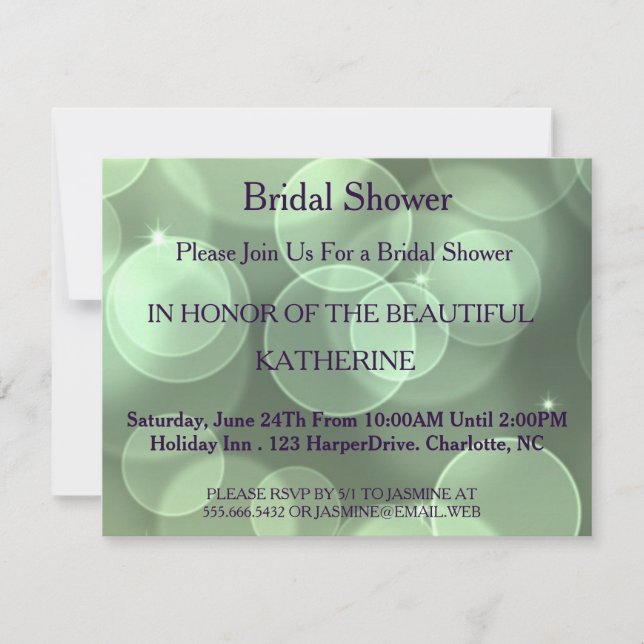 Invitation Points Faux Gold Glittering Green Confetti Sparkle (Devant)