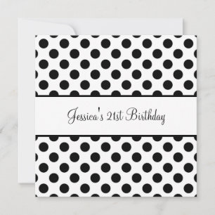 Invitation Points noirs et blancs de la fête d'anniversaire