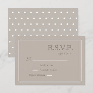Invitation Points polka blanc taupe RSVP mariage minimaliste
