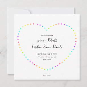 Invitation Points Rainbow minimaux uniques Coeur LGBT Mariage