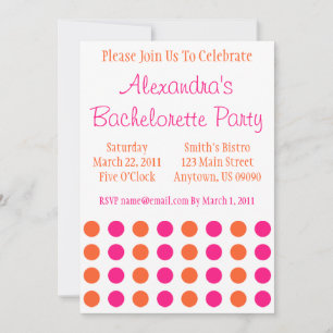 Invitation Pois Bachelorette (Hot Pink / Orange)