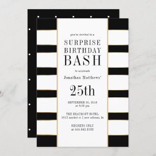 Invitation Pois contemporains & Stripes Surprise Party