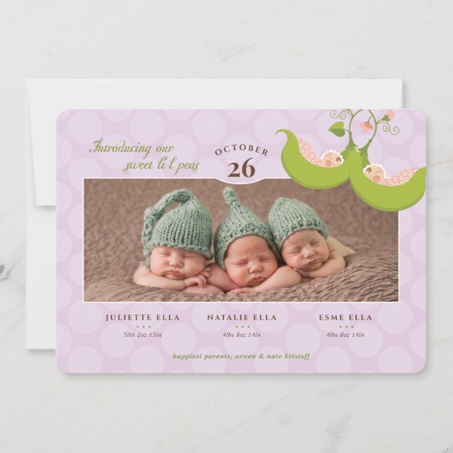 Invitation Pois dans un morceau Toutes les filles Triplets Fa (Devant)