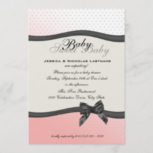 Invitation Pois de bébé doux et la cordes