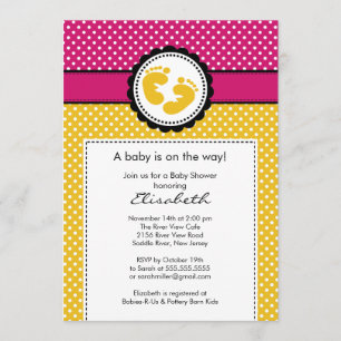 Invitation Pois de jaune d'invitation de baby shower