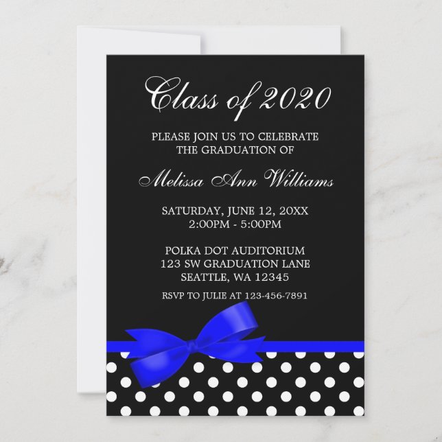 Invitation Pois de la Royal Blue Bow (Devant)