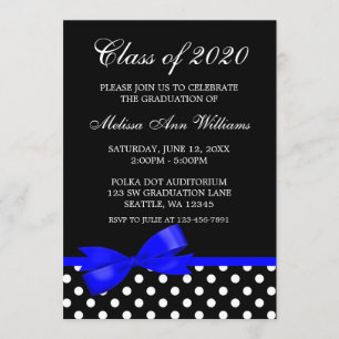 Invitation Pois de la Royal Blue Bow