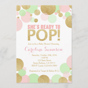 Invitation Pois de menthe d'or de rose d'invitation de baby