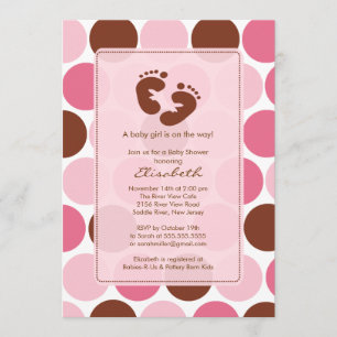 Invitation Pois de rose d'invitation de baby shower