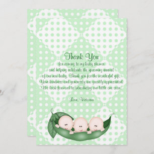 Invitation Pois de triplets de Merci de baby shower dans une