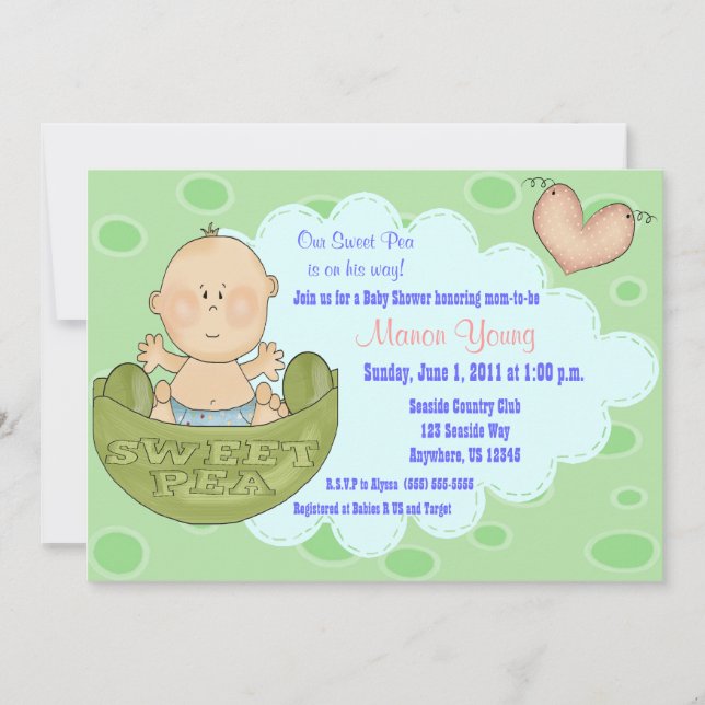 Invitation Pois doux dans les Baby showers de Pod Boys Invita (Devant)