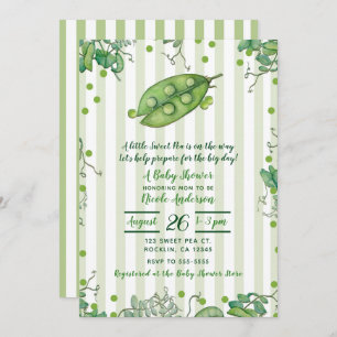 Invitation Pois doux pois vert Baby shower rayé