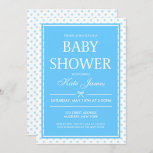 Invitation pois et Baby shower bleu carbone