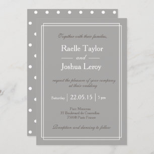 Invitation Pois gris blanc taupe minimaliste mariage