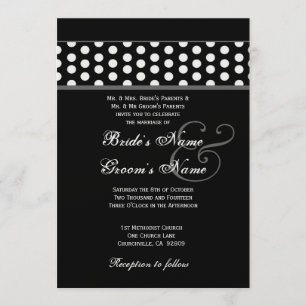 Invitation Pois noir et blanc épousant le modèle
