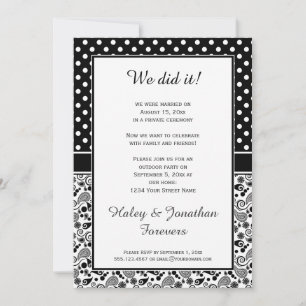 Invitation Pois noirs blancs sur la réception Paisley uniquem