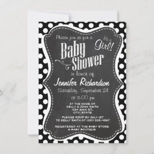 Invitation Pois noirs et blancs ; aspect tableau de bord