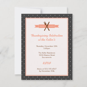 Invitation Pois retro cadre hôtesse dîner fête