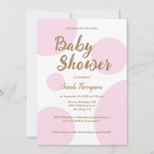 Invitation Pois rose Baby shower moderne chic
