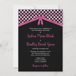 Invitation Pois rose et noir