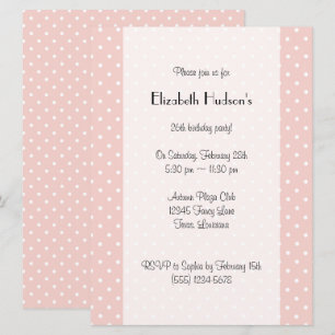 Invitation Pois roses, Motif Pointe Polka, Points, Anniversai