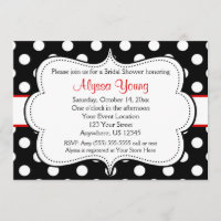 Invitation Pois rouge et noire