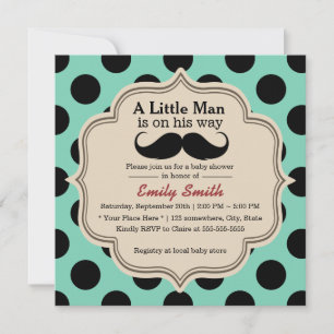 Invitation Pois simple Mustache Little Man Baby shower