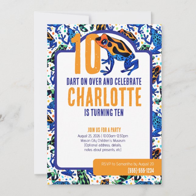 Invitation Poison tropical Grenouille de grenouille Anniversa (Devant)