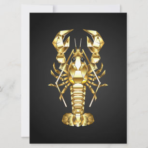 Invitation Poisson à langouste polygonale dorée sur noir