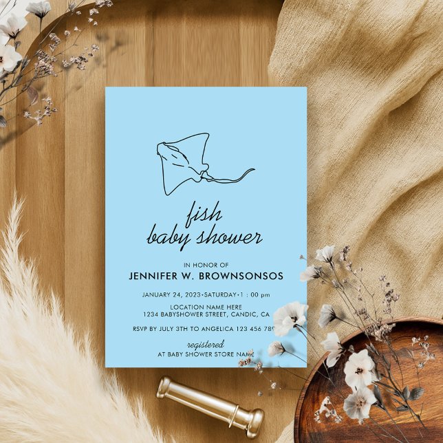 Invitation Poisson Célèbre Mignon Bleu (Créateur téléchargé)