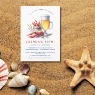 Invitation Poisson-crâne rouge Basse-Pays Fête d'anniversaire