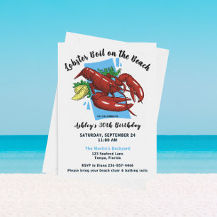 Invitation Poisson cru de homard Bouille Beach Party
