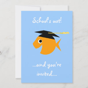 Invitation Poisson d'or dans la Graduation Cap Poolside Grad