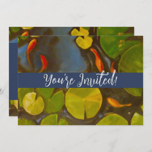 Invitation Poisson D'Or Koi Pond Water Lys