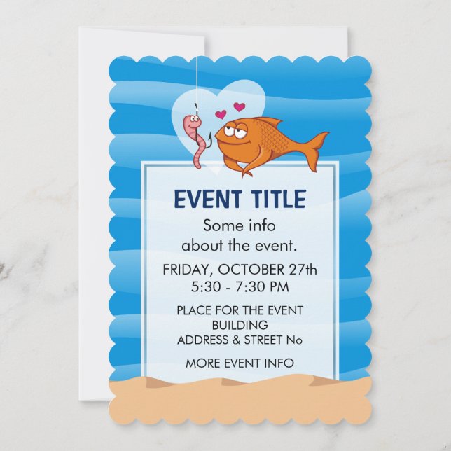 Invitation Poisson et appât en amour (Dos)