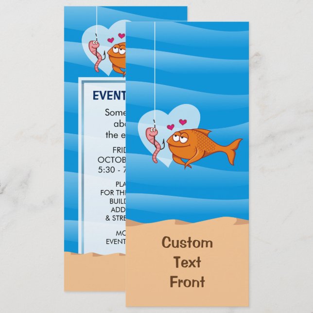 Invitation Poisson et appât en amour (Devant / Derrière)