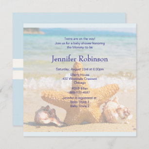 Invitation Poisson étoilé et coquillages sur le Baby shower d