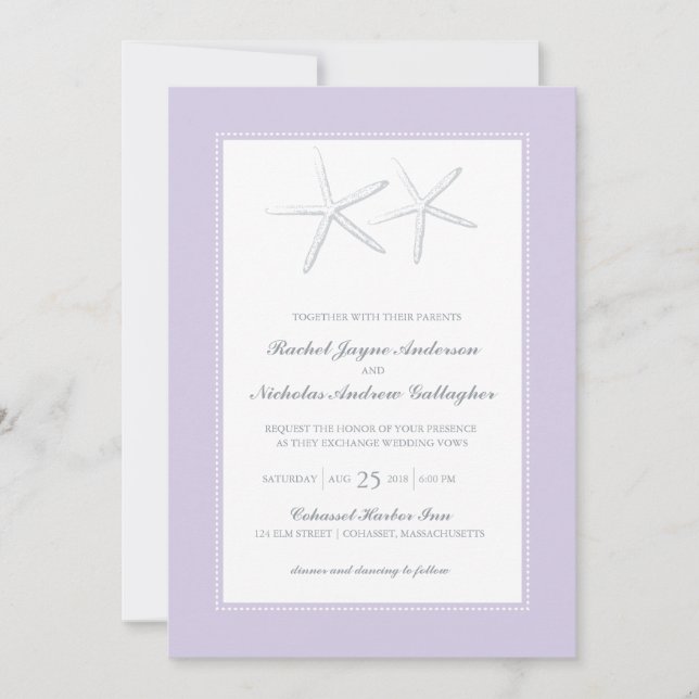 Invitation Poisson fin Lilac Gris | Mariage (Devant)