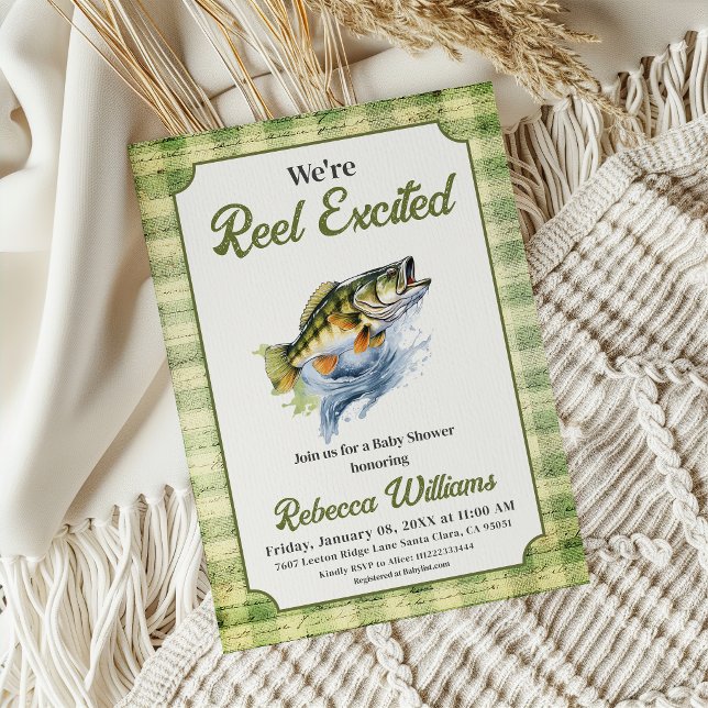 Invitation Poisson Gingham Excité Bébé Marin Fête Prénatale (Créateur téléchargé)
